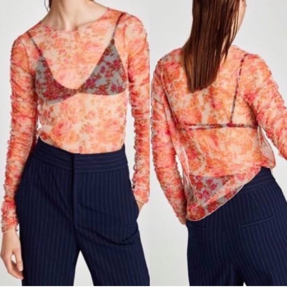 NWT mesh floral top
